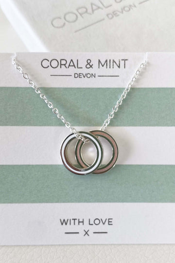 Double eternity  necklace -white and glitter pink Coral and Mint